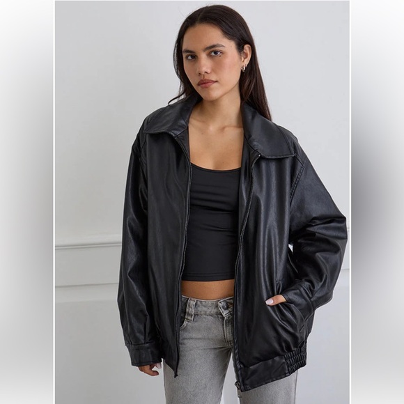 Motel Rocks Jackets & Blazers - Motelrocks PU Cavita Black Leather Jacket XL